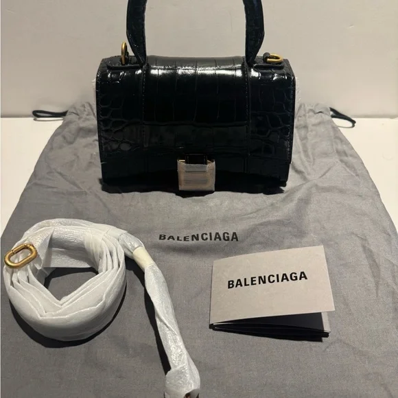 Balenciaga NEW XS Hourglass black croc - Picture 3 of 13